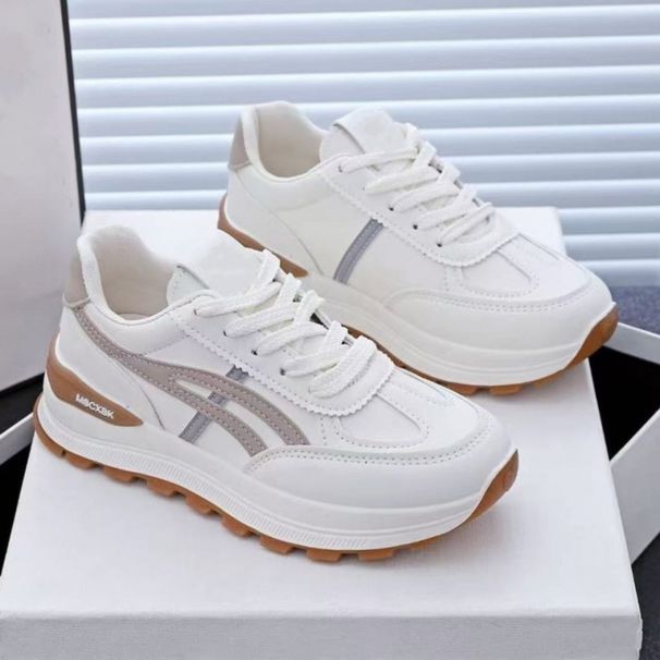 Sneakers Spring Autumn 2026 New Versatile Leather Thick Sole Lightweight Running Women's Casual Forrest Gump Shoes_desvips.com
