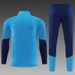 Childrens 2627 Spanish Lake Blue Ribbon Style Children Football Sportswear Long Sleeved Half Zip Soccer Suit Set Kids Football Jersey Kit_desvips.com
