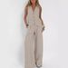 Women's Clothing new fashion vest trousers collage stitching cotton and linen casual suit_desvips.com