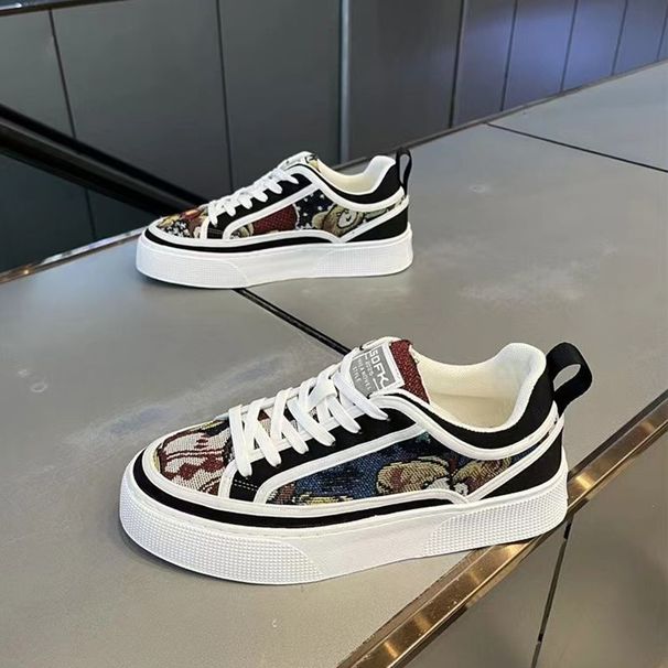 Diyan Summer Men's 2024 New Breathable Fashion Versatile Canvas Trendy Thick Sole Graffiti Casual Sports Shoes_desvips.com