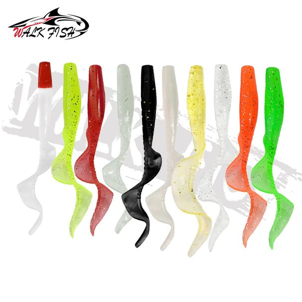 WALK FISH 10Pcs 60mm 80mm Spinpoler Lifelike Fish Lure Bait Worms Artificial Silicone Soft Bass Pike Fish Lure Sea Fishing Trout_desvips.com