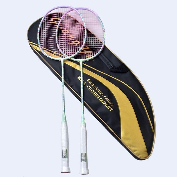 Ultralight Badminton Racket Set 6U Couple Entertainment Family Training 2 Pack Double Racket Sports Outdoor_desvips.com