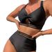 2026 New Cross-Border European And American Solid Color Hollow Out Ribbon High Waist Sexy Bikini Two-Piece Swimsuit_desvips.com