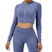 Women's High-Waisted Seamless Fitness Suit Sand Washed Sportswear Yoga Outerwear European American Style_desvips.com