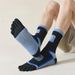 6 Pairs Man High Quality Cotton Sports Running Crew Fleece Toe Men Autumn Winter Warm Five Finger Socks_desvips.com