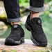 Male Sneakers Stylish Rotating Buckle Hiking Boots Solid Color Comfortable Non-slip Sporty Plus Size Men Shoes Leather_desvips.com
