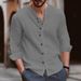 Autumn Winter European American Cross-Border Button Men's Cotton Linen Casual Loose Long Sleeve Chinese Style_desvips.com