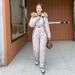 Women's Winter Ski Suit - Thermal Insulated One-Piece Jumpsuit, Water-Resistant Polyester, Slim Fit (Black, Coffee, Dark Grey, Green, White, Pink)_desvips.com