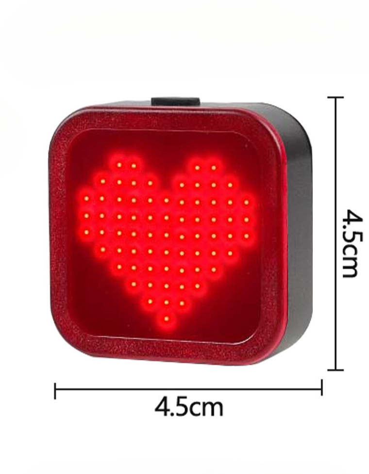 Bicycle Night Road Tail Rechargeable Smart Sensor Creative Heart Light Mountain Bike Riding Gear_desvips.com