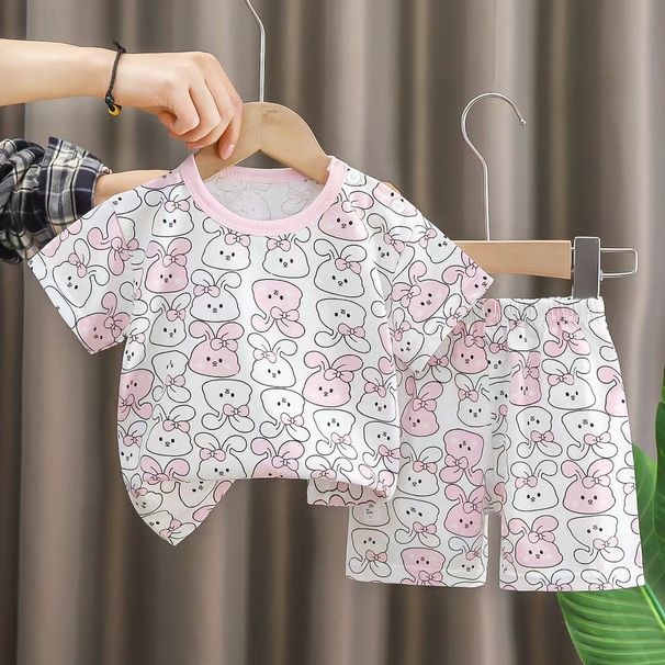 Children's Short-sleeve Shorts Set, Pure Cotton, Boys' Girls' Summer T-shirt, Baby And Infant Clothing, Korean-style_desvips.com