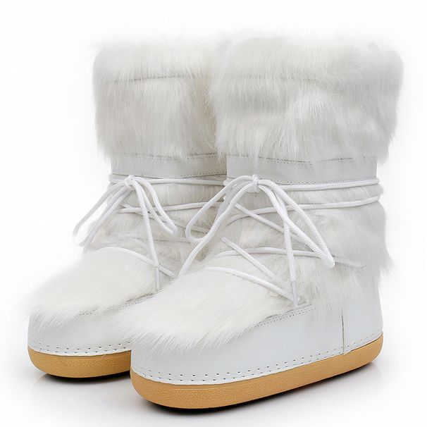 NOKOMETA 2025 Winter European And American Fashion Space Boots Hairy Moon Shoes Snow Boots Women's Velvet Women_desvips.com
