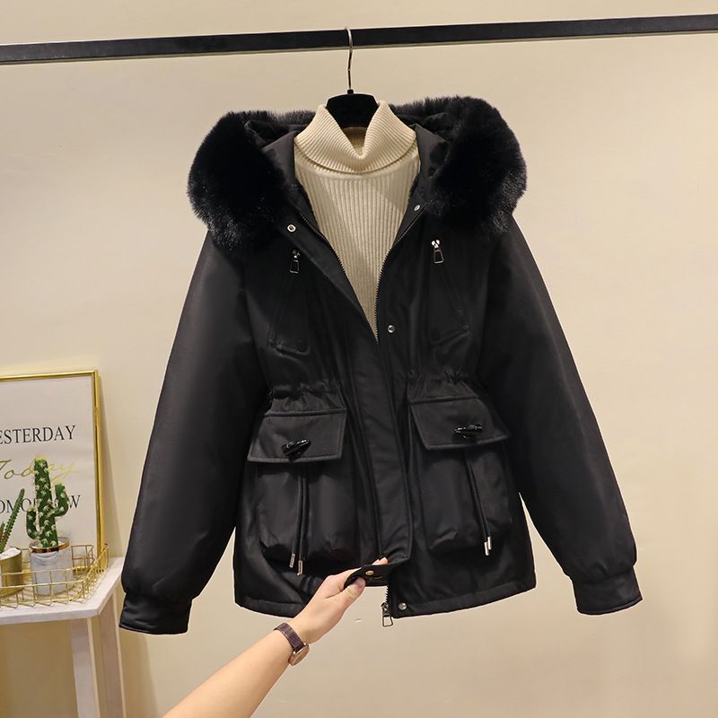 women's fd park cket winter short coat with fur hood, thick w outerwear for cold weather_desvips.com