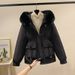 women's fd park cket winter short coat with fur hood, thick w outerwear for cold weather_desvips.com