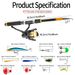 Sea Lure Full Combination Hard Soft Bait Reel Retractable Fishing Rod Beginner Set Complete_desvips.com