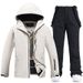 New Men Women White Winter Outdoor Snowboard And Pants Ski Couple Suit_desvips.com