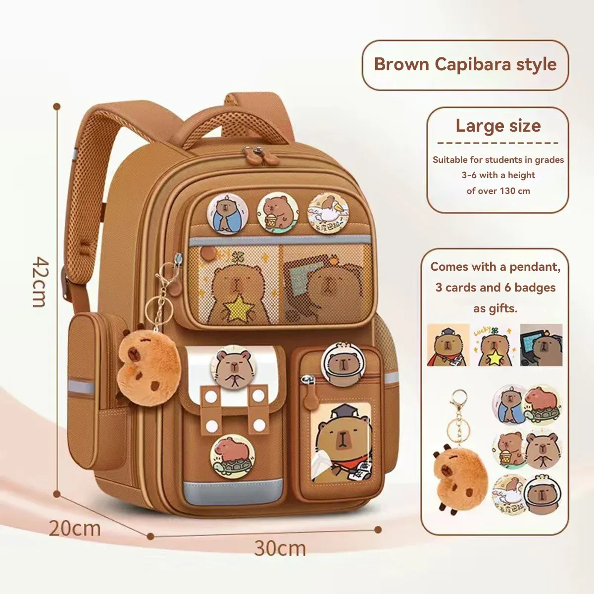 Capybara School Bag Waterproof Large Capacity Alleviate Burden Protecting Spine Widen Straps Backpack For Students Gift_desvips.com