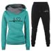 Autumn Winter Fleece-Lined Hooded Tracksuit Set Sweatshirt And Pants Women's Clothing_desvips.com
