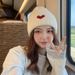 Embroidered Heart Knitted For Women, Autumn And Winter Warm Casual Versatile Student Knit Hat, Face Slimming Fashionable_desvips.com