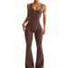 Women's Leopard Print Crossover Back Flared Onesie Yoga Suit European American Style Fitness Sports Casual Outerwear_desvips.com
