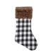 001 Qiaoding Hot-Selling New Decoration Large Plaid Brown Plush Edge Christmas Socks Pendant Scene Arrangement_desvips.com
