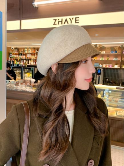 New Knitted Wool Hat Women, Autumn Winter Beret, Duckbill Cap, Thickened For Warmth, Ear Protection, Korean Style,_desvips.com