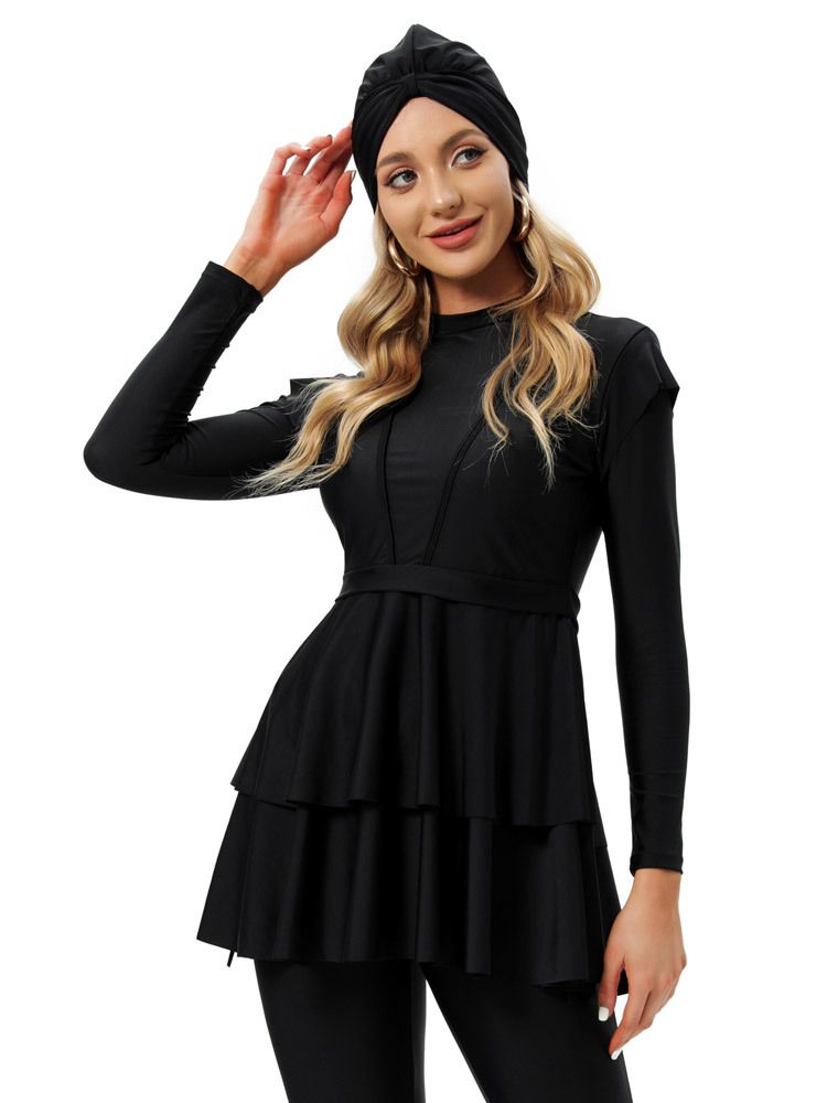 Muslim Swimwear Ladies Conservative Swimsuit Women Beach Swimsuit Burkini + Chest Pad_desvips.com