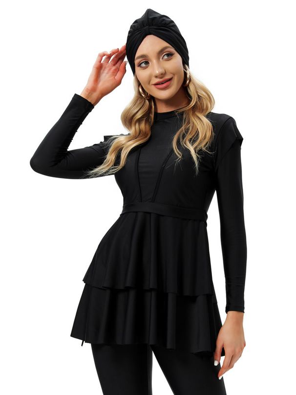 Muslim Swimwear Ladies Conservative Swimsuit Women Beach Swimsuit Burkini + Chest Pad_desvips.com