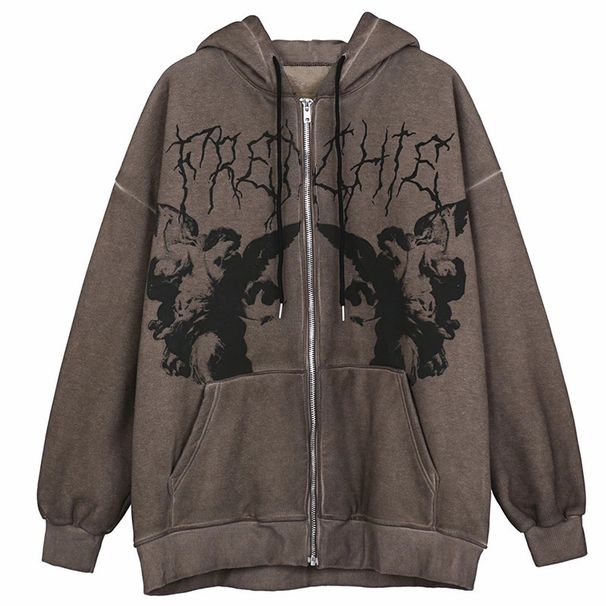 2021 European And American New Style Hoodie Sweatshirt Loose Street Sports Zipper Cardigan Y2K Jacket For Women_desvips.com