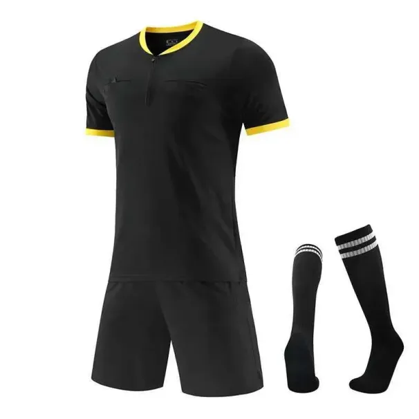 New Arival Football Judge Uniforms Clothing Professional Compeon Soccer Referee Jerseys Kit With Zipper_desvips.com