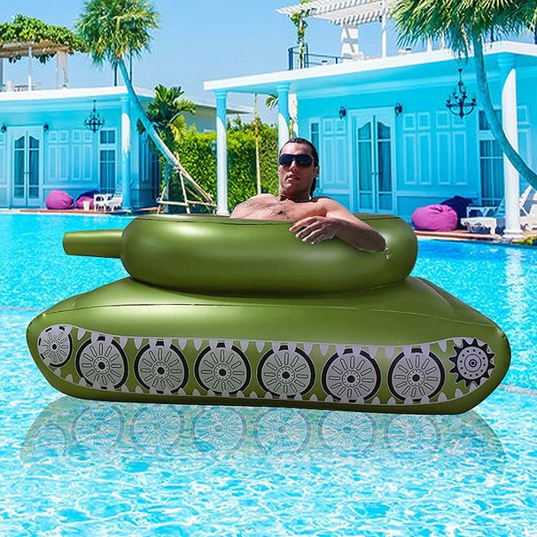 Swimming Rings New Inflatable Water Spray Tank Swimming Pool Interactive With Water Gun Tank Style Water Spray Circle Spray Water Gun_desvips.com