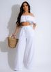 Women's clothing new style suit temperament one shoulder ruffled short top wide leg trousers suit_desvips.com
