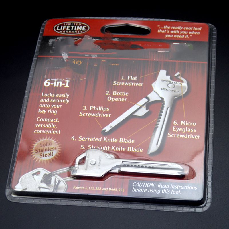 Portable Swiss Technology Multi-Function Keychain Knife Tool Screwdriver 6-in-1 Mini Caliper Hook_desvips.com