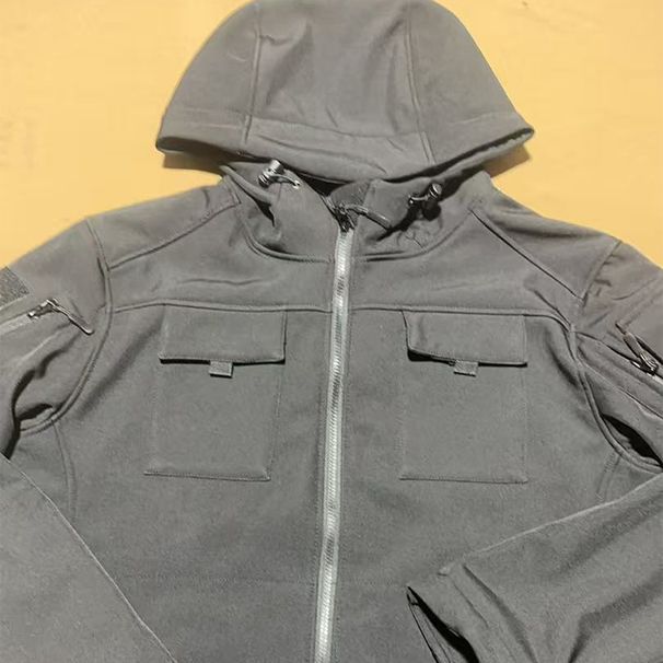 Cross-border European Size Fleece-lined For Men, Autumn And Winter Thickened Warm Outdoor Camouflage Waterproof Hooded_desvips.com