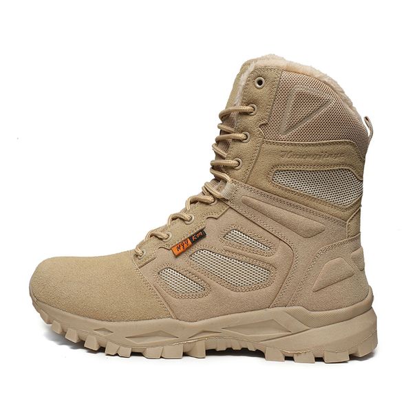 Outdoor High-top Anti-slip Warm Plush Thick-soled Durable Ankle Boots Men Casual Comfortable Breathable Hiking Shoes_desvips.com