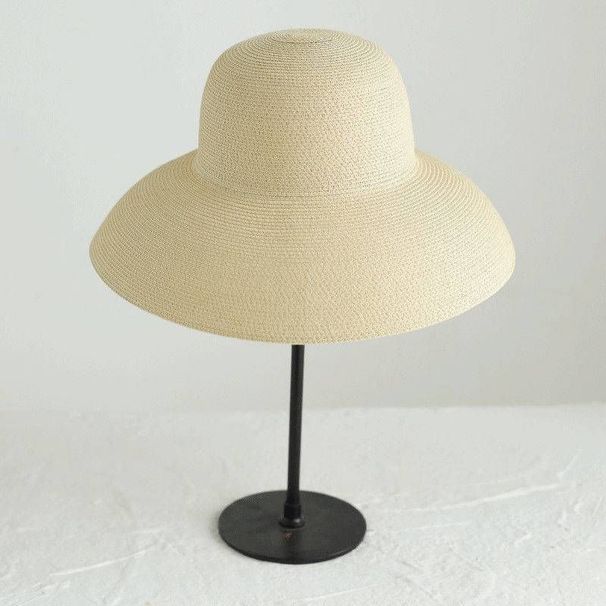 Straw Female, Summer Big Brim Outdoor Protection Hepburn Style Sun Vacation Beach Hat, Foldable Versatile Hat_desvips.com