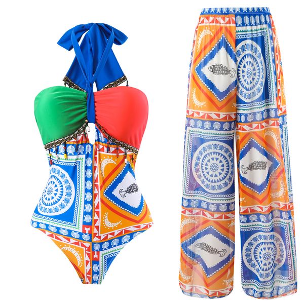 Two-piece Pantydress Swimsuit Fashion Sexy Halter Swimsuit Woman_desvips.com