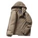 Men's Fleece-Lined Hooded Cotton Jacket - Winter Warm Workwear Coat With Sherpa Lining, Zipper Closure, Casual Outerwear For Urban Style_desvips.com