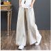 RenMou Linen Wide For Women's Casual Yoga Pants, Cotton Linen Hanging Straight Leg Pants Exclusive Supply_desvips.com