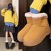 2025 Autumn New Fashion Flip Muffin Thick-soled Snow Boots Women's Korean Version Warm Round Head Sleeve Women's Cotton Shoes_desvips.com