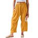 2025 Women`s Casual Loose Drawstring Mid-Waist Beach Sports Wide-Leg Pants With Pockets_desvips.com