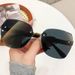 New Fashion Frameless Edge Cut Women UV Protection Sunglasses For Men Trendy Gradient Sunshade Glasses HD Anti-Glare_desvips.com