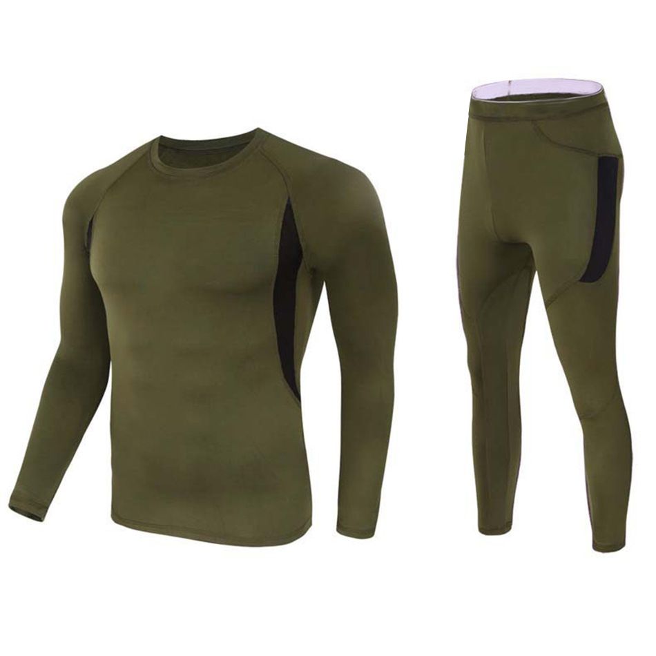 Men's Clothing outdoor tactical fleece thermal underwear set quick drying cycling fitness tight functional underwear sports suit_desvips.com
