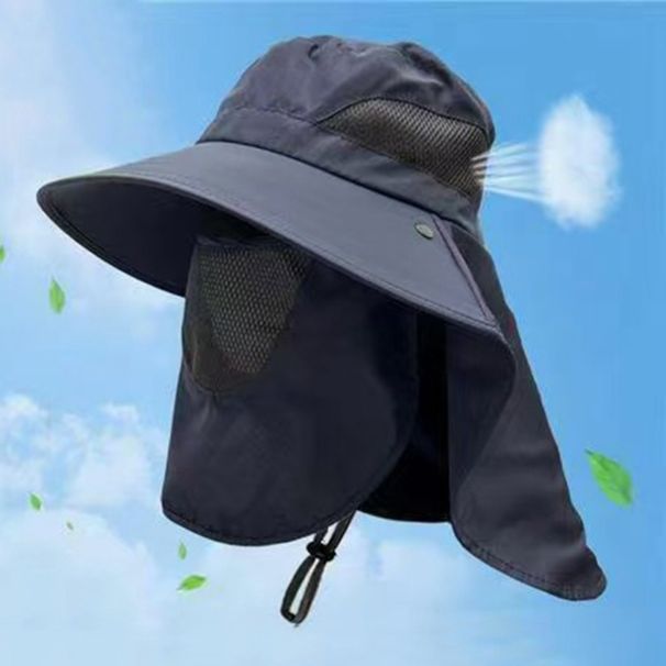 Fishing Caps Caps Mask Set Bucket Hat Wide Brim Sunscreen Fisherman Hat Visor Adjustable Chin Rope Sun Hat Hiking_desvips.com