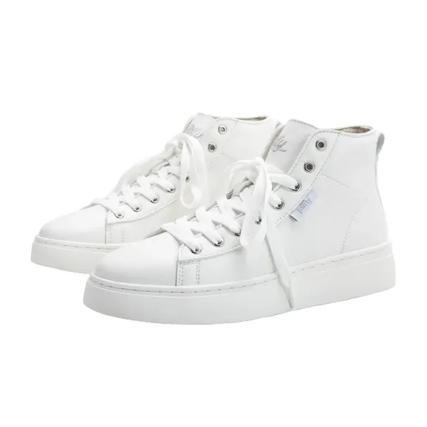 Fashionable Couple's Casual White Trainers With Excellent Airflow Comfortability Versatile Casual High Top Sneakers For_desvips.com
