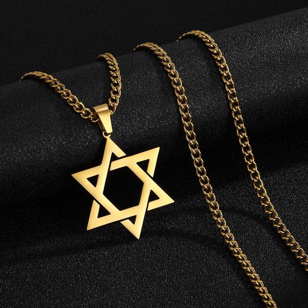 Six-pointed Star Stainless Steel Necklace For Men, High-end Niche Fashion, Simple Hollow Pendant, New Product, Unisex_desvips.com