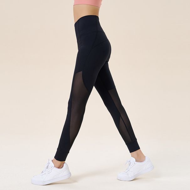 Spring Summer New Fitness Hollow Mesh Tight Quick-Dry Professional Sports Elastic Nine-Point Yoga Pants For Women_desvips.com