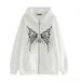 International Station New Sweatshirt Personalized Grid Butterfly Heat Transfer Casual European Size Fashion Autumn_desvips.com