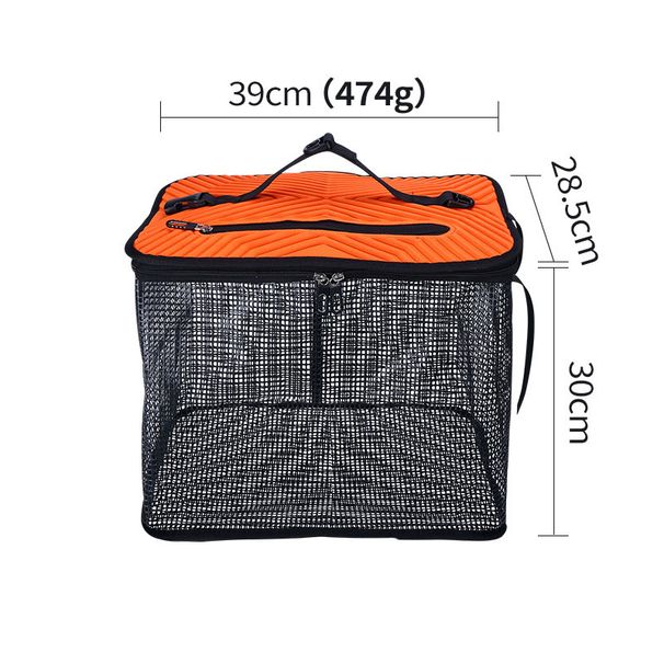 WEIHE Foldable Floating Fish Basket Fishing Net Portable Collapsible Mesh Fishing Bag Fish Storage Bucket Pesca_desvips.com