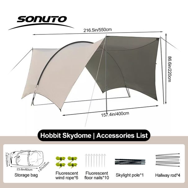 Sonuto 8-14P Car Awning Tent 210D Waterproof Windproof UV Sun Shelter Anti-Mosquito Beach Camping Tent Portable For Outdoor_desvips.com