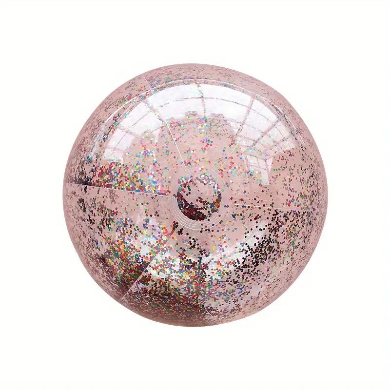 Glitter Inflatable Beach Ball Transparent PVC Water Play Toy For Kids With Sparkling Shimmer Outdoor Pool Sand Games_desvips.com
